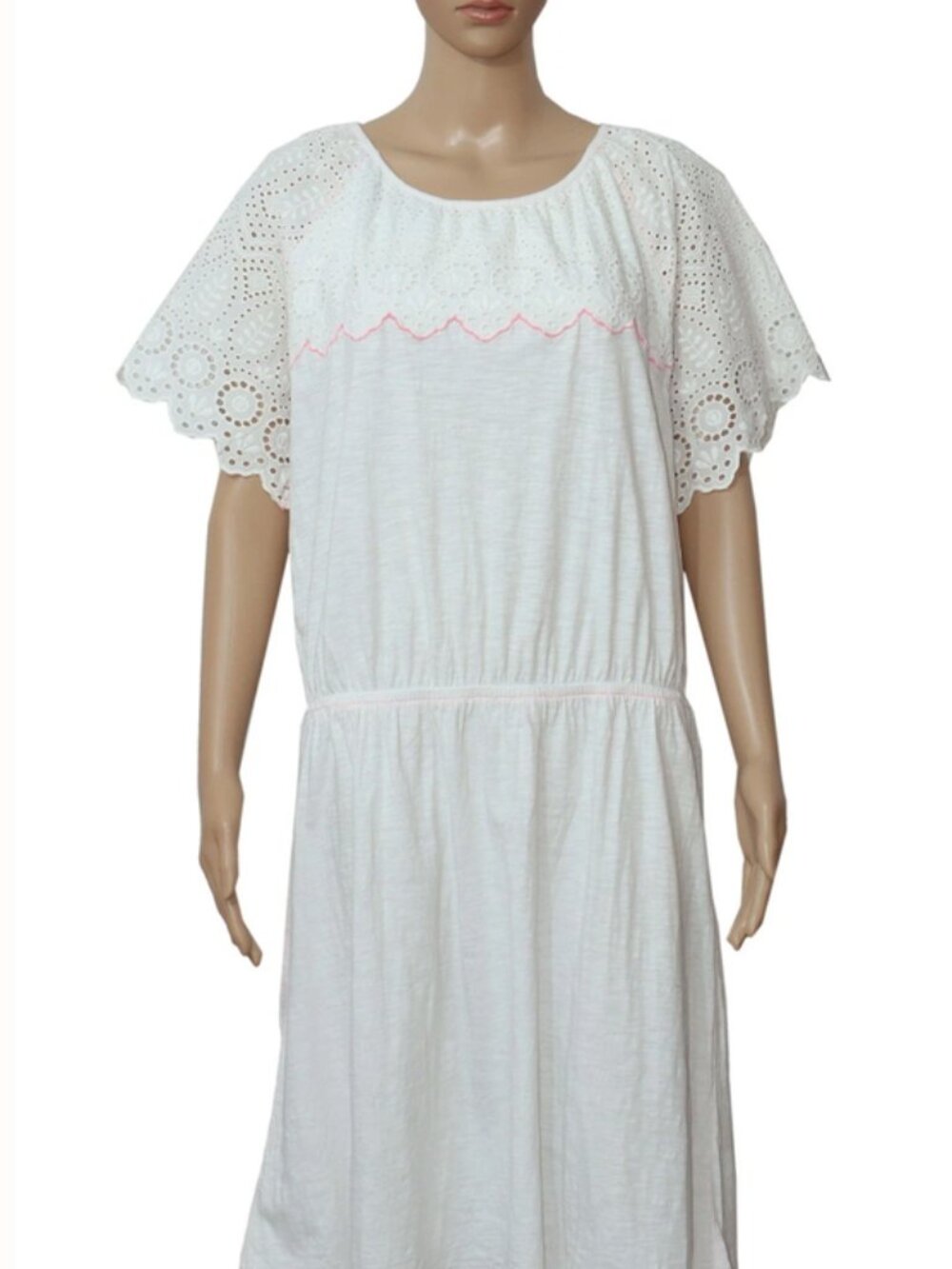 Lilly Pulitzer Taylinn Dress Eyelet Embroidered Raglan Sleeve White Tunic XL